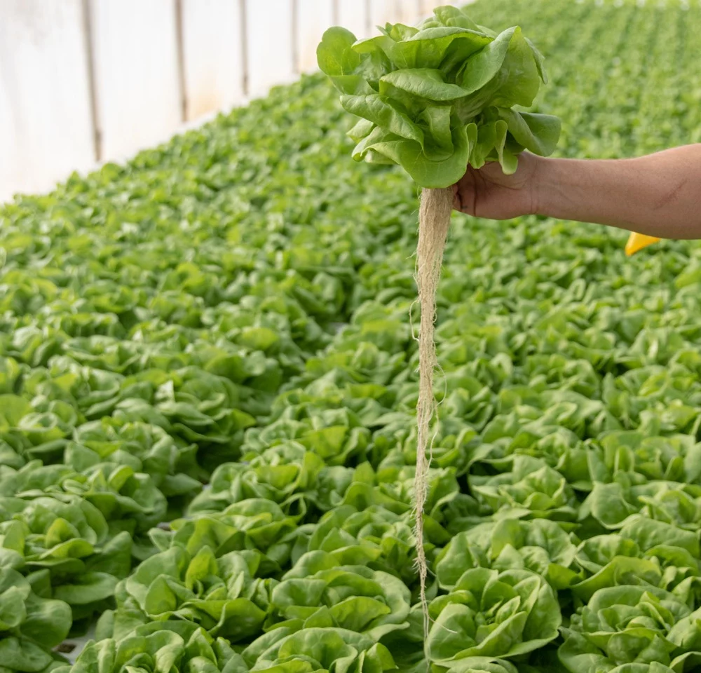 Produce Alive lettuce being held up to camera