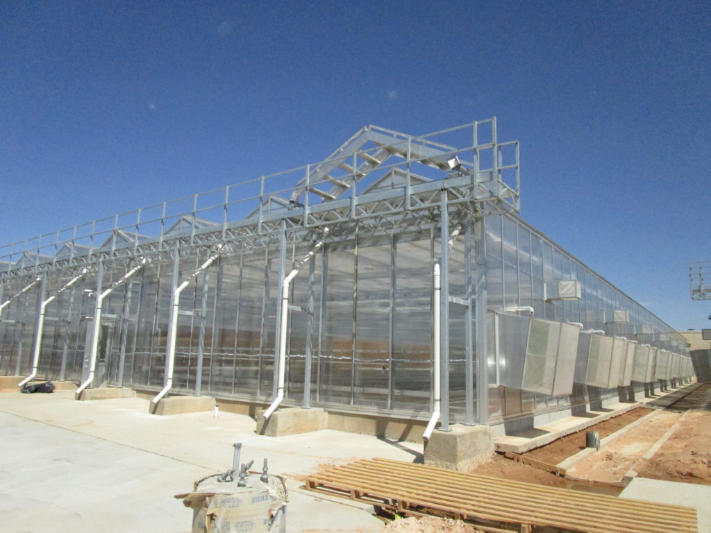 exterior photograph of greenhouse grow systems